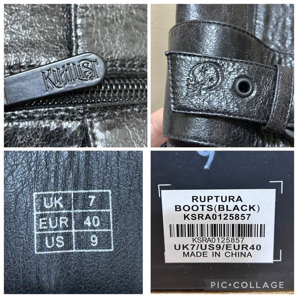 Killstar KIHILIST RUPTURA Boots Black Size 9 Textured Design Gothic Whimsygoth - Picture 9 of 9